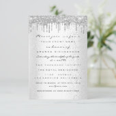 スパーク グリッター ドリップス シルバー グレー ブライダル スイート 16 招待状 (スタンド正面)