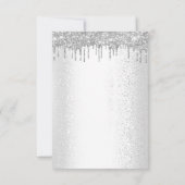 スパーク グリッター ドリップス シルバー グレー ブライダル スイート 16 招待状 (裏面)