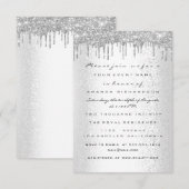 スパーク グリッター ドリップス シルバー グレー ブライダル スイート 16 招待状 (正面/裏面)