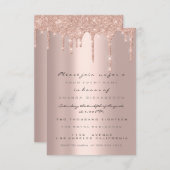 スパーク グリッター ドリップス ローズゴールド フォーマル インビテーション (正面/裏面)
