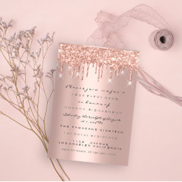 スパーク・グリッター・ドリップス ローズゴールド ブライダル スイート16th 招待状