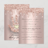 スパーク グリッター ドリップス ローズ ニューベイビーシャワー ハンド 招待状 (正面/裏面)