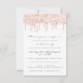 スパーク・グリッター・ドリップス ローズ ホワイト ブライダル スイート 16 招待状