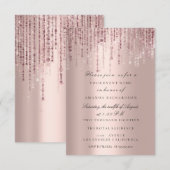 スパーク グリッター ドリップス ローズ マルサラ ブライダル シャワー 招待状 (正面/裏面)