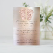 スパーク グリッター ドリップス ローズ メタリック ベイビー シャワー フィート 招待状 (スタンド正面)