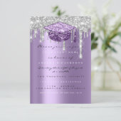 スパーク グリッター ドリップ シルバー パープル グレー  卒業  私 招待状 (スタンド正面)