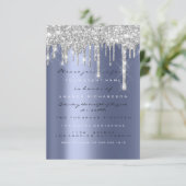 スパーク グリッター ドリップ シルバー ブルー ネイビー ブライダル 16th 招待状 (スタンド正面)