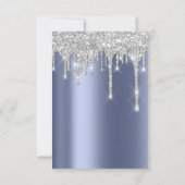 スパーク グリッター ドリップ シルバー ブルー ネイビー ブライダル 16th 招待状 (裏面)