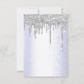 スパーク グリッター ドリップ シルバー ブルー ブライダル スイート 16 招待状 (裏面)