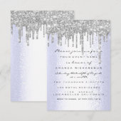 スパーク グリッター ドリップ シルバー ブルー ブライダル スイート 16 招待状 (正面/裏面)