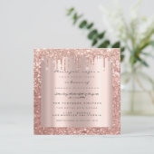 スパーク グリッター ドリップ ローズ グリッター ブライダル スイート 16 招待状 (スタンド正面)