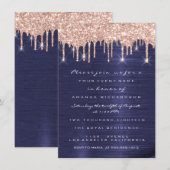 スパーク グリッター ドリップ ローズ ブルー ネイビー ブライダル 16th 招待状 (正面/裏面)