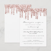 スパーク グリッター ドリップ ローズ ホワイト ブライダル スイート 16 招待状 (正面/裏面)