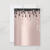 スパーク グリッター ブラック ドリップス ローズ ブライダル シャワー 招待状 (裏面)