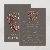 スパーク グリッター ベイビー シャワー フィート ローズ グレー ブラッシュ VIP 招待状 (正面/裏面)