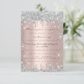 スパーク グリッター ローズ シルバー ラグジュアリー ブライダル 16歳の誕生日 招待状 (スタンド正面)