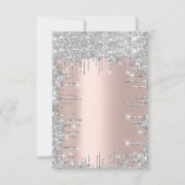 スパーク グリッター ローズ シルバー ラグジュアリー ブライダル 16歳の誕生日 招待状 (裏面)