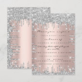 スパーク グリッター ローズ シルバー ラグジュアリー ブライダル 16歳の誕生日 招待状 (正面/裏面)