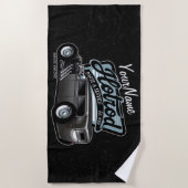 スパーソナライズされたエ改造ドセダン車庫 ビーチタオル (正面)