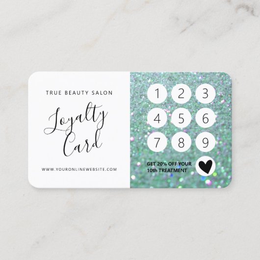 スパーッエレガントクティール(緑がかった色)グリーングリッター ロイヤリティカード (正面)