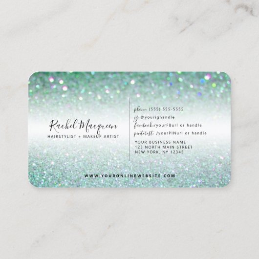 スパーッエレガントクティール(緑がかった色)グリーングリッター ロイヤリティカード (裏面)