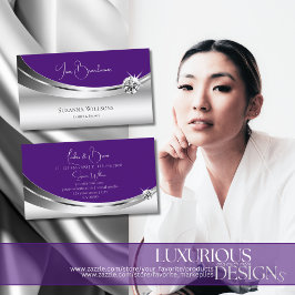 スパーッエレガントク王室のダイヤモンド付きシルバーパープル 名刺