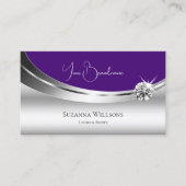 スパーッエレガントク王室のダイヤモンド付きシルバーパープル 名刺 (正面)