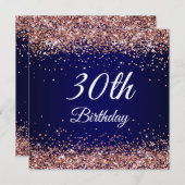 スパーッフェイククバラ金ゴールドグリッターネイビーブルー 招待状 (正面/裏面)