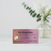 スパーッユニークク金ゴールドピンクグリッタークレジットカード 名刺 (スタンド正面)