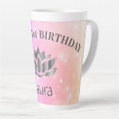 スパーパーソナライズされたクリー21歳の誕生日カード カフェラテマグ (右アングル)