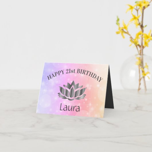 スパーパーソナライズされたクリー21歳の誕生日カード カード (黄色い花)