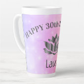 スパーパーソナライズされたクリー30thバースデーカードラテマグカップ カフェラテマグ (左アングル)