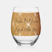 スパーファンシークリー金ゴールドグリッターグラム結婚ズカスタム ステムなしワイングラス (裏面)