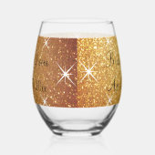 スパーファンシークリー金ゴールドグリッターグラム結婚ズカスタム ステムなしワイングラス (右)