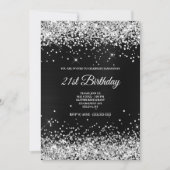 スパーフェイククリー銀グリッターダークグレーブラックフォイル 招待状 (正面)