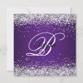 スパーフェイククリー銀グリッターパ王室のープルグラデーション 招待状 (正面)