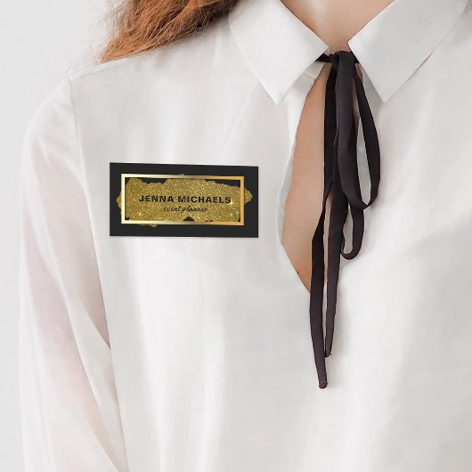 スパーモダンクファンシーリ金ゴールドグリッター矩形フレーム 名札