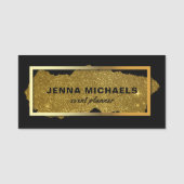 スパーモダンクファンシーリ金ゴールドグリッター矩形フレーム 名札 (正面)