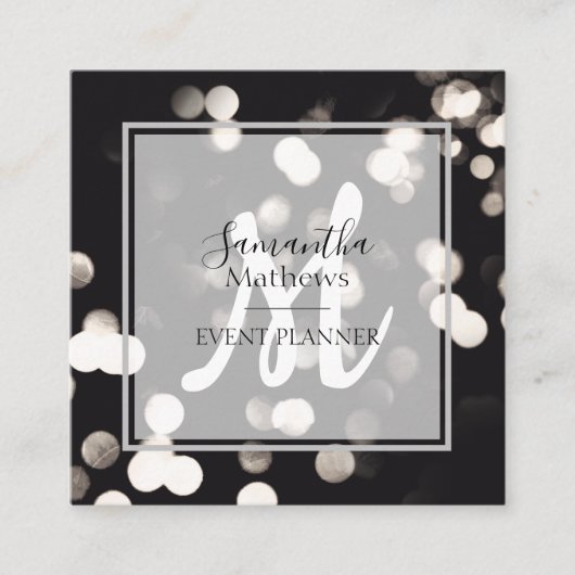 スパーモダンクルブラック&ホワイトイベントプランナースクアール スクエア名刺 (正面)