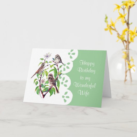 スパーローズドッグウッド水彩妻誕生日ガーデン カード (黄色い花)