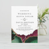 スパー王室のクルエメラルドグリーンエレガントアゲ結婚ート 招待状 (スタンド正面)