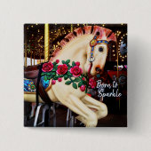 スパー生まれクル引用文回転木馬馬写真 缶バッジ (正面)