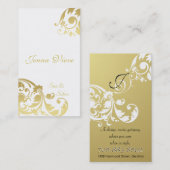 スパ及びサロンの名刺のモノグラムの白及び金ゴールド 名刺 (正面/裏面)