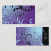 スパ及びサロンの名刺のモノグラムの紫色及び青 名刺 (正面/裏面)