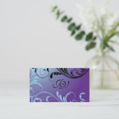 スパ及びサロンの名刺のモノグラムの紫色及び青 名刺 (スタンド正面)