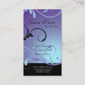 スパ及びサロンの名刺のモノグラムの紫色及び青 名刺 (裏面)
