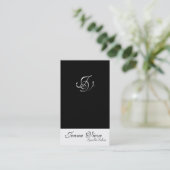 スパ及びサロンの名刺のモノグラムの黒及び白 名刺 (スタンド正面)