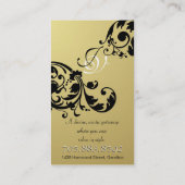 スパ及びサロンの名刺のモノグラムの黒及び金ゴールド 名刺 (裏面)