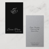 スパ及びサロンの名刺のモノグラムの黒及び銀 名刺 (正面/裏面)