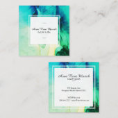 *~*スパ抽象芸術グ芸術的リーンターコイズシック スクエア名刺 (正面/裏面)